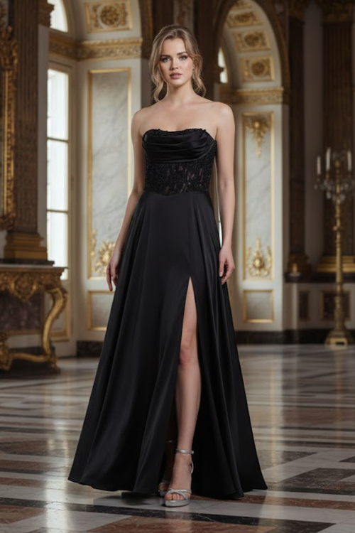 Adora Design 3254 Strapless Corset Pleated A-Line Formal Gown