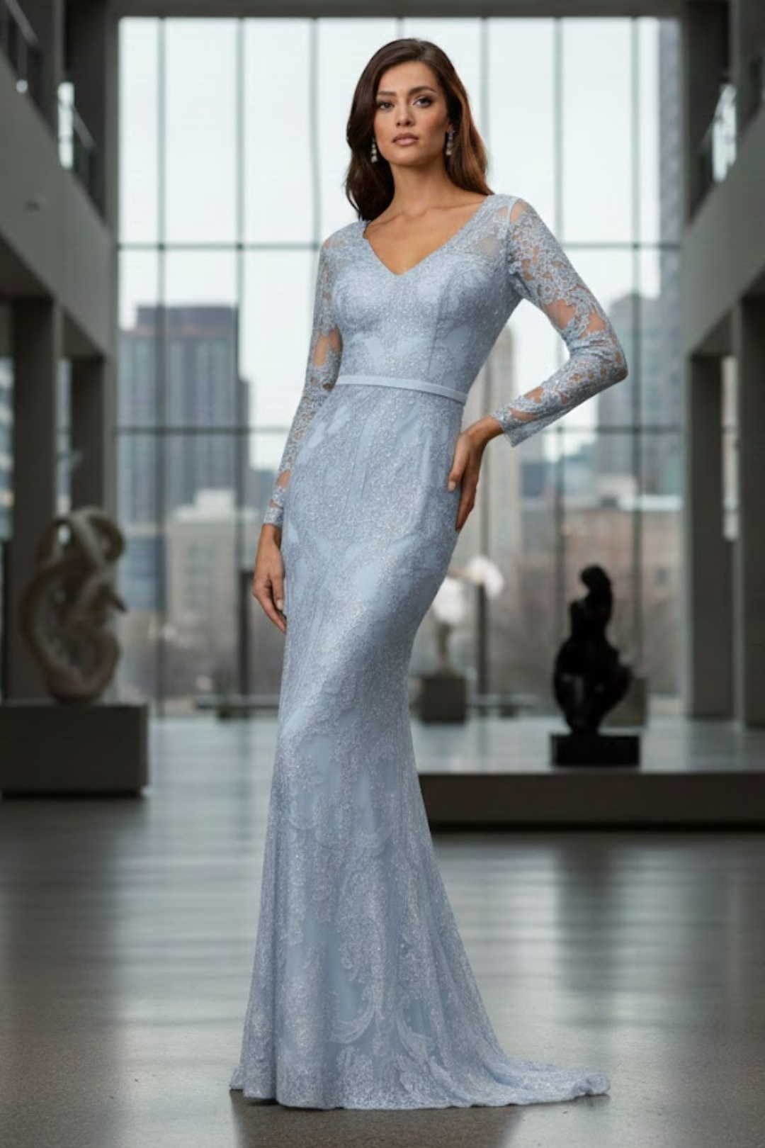 Long Sleeve Lace Mermaid Gown