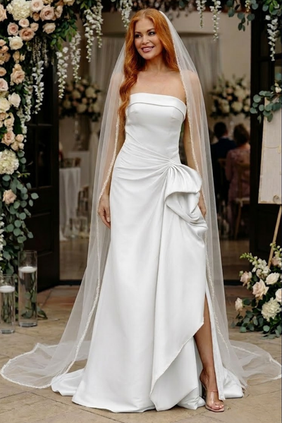 Terani Couture 2111P4019 Sophisticated Wedding Strapless Mermaid Evening Mikado Dress