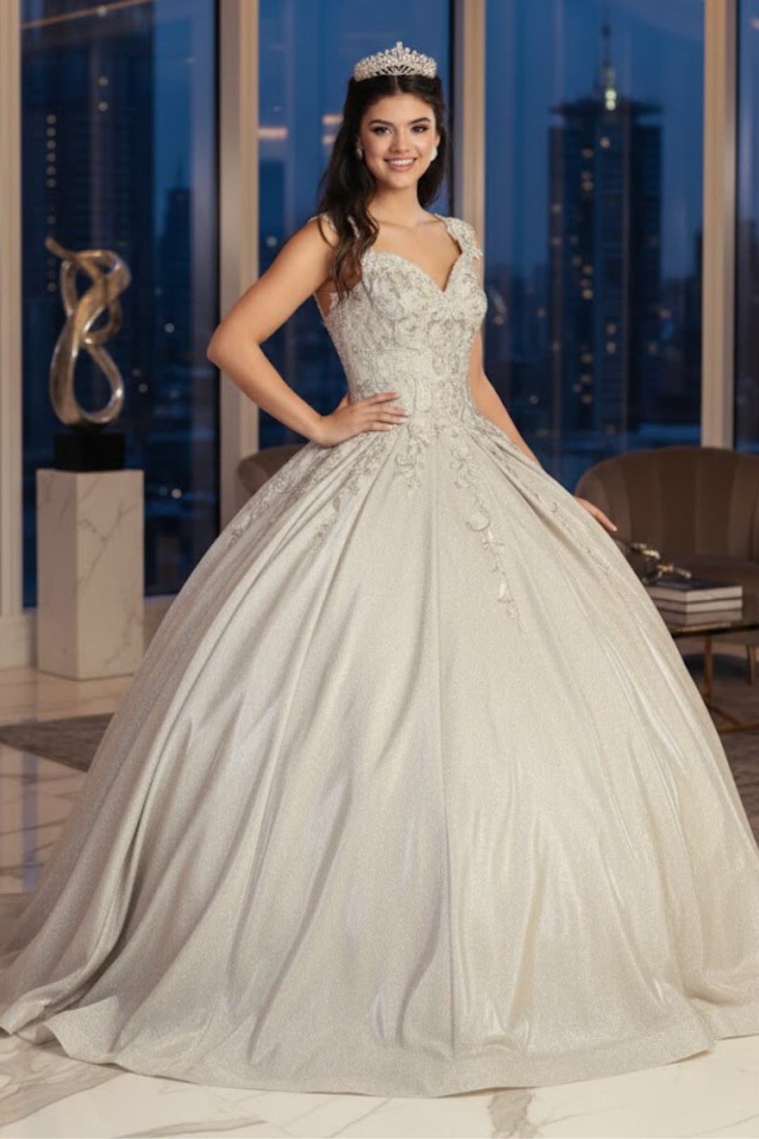 Sweet 16 Birthday Party Dress in Champagne Style Ball Gown
