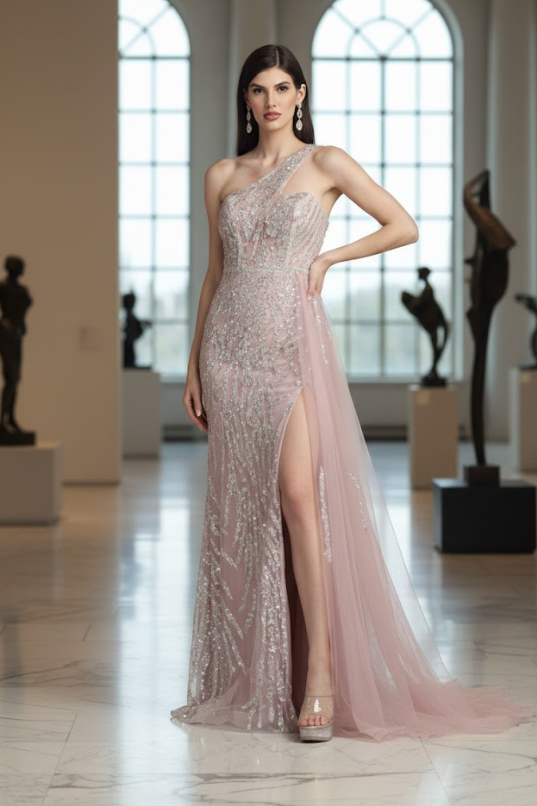 Royal Queen RQ8026 One Shoulder Embellished Prom Evening Gown