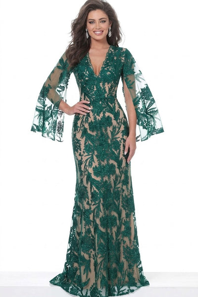 Jovani 00752 Navy and Nude Cape Sleeve Mother of Bride Dress Novelty Lace Sheath Gown
