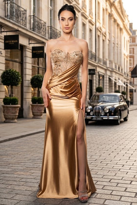 Evening Dress Sweetheart High Side Slit Gala Gown By May Queen MQ2152