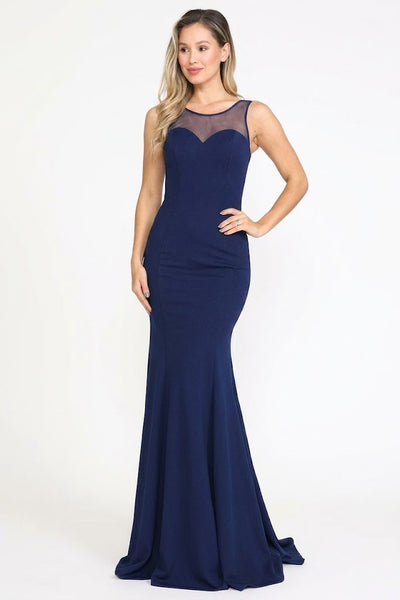 Vestido largo ajustado sin mangas de punto de Poly USA 8148