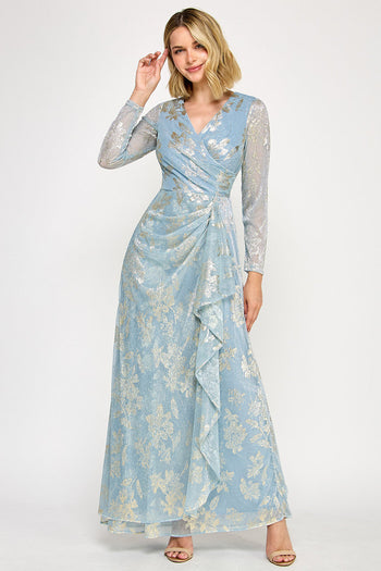 Lenovia Powder Blue Long Formal Dresses