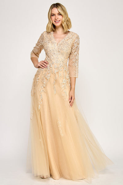 Lenovia 8370 Embroidered Illusion Mesh and Lace Applique Dress