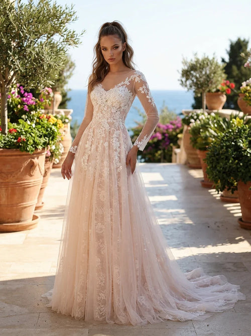 Clarisse Ivory/Blush Dress