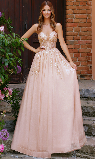 Clarisse 62102 Evening Strapless Beaded Glitter Tulle Dress