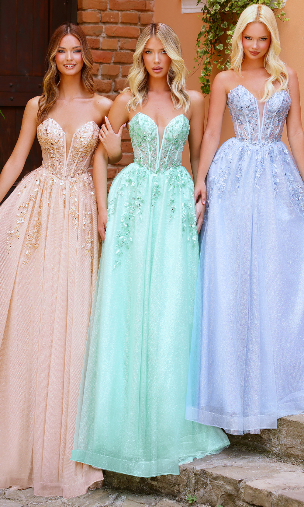 Clarisse 62102 Evening Strapless Beaded Glitter Tulle Dress