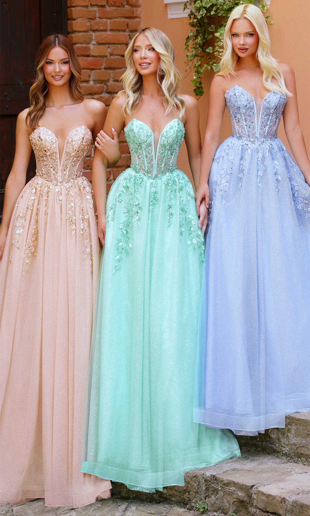 Clarisse 62102 Evening Strapless Beaded Glitter Tulle Dress