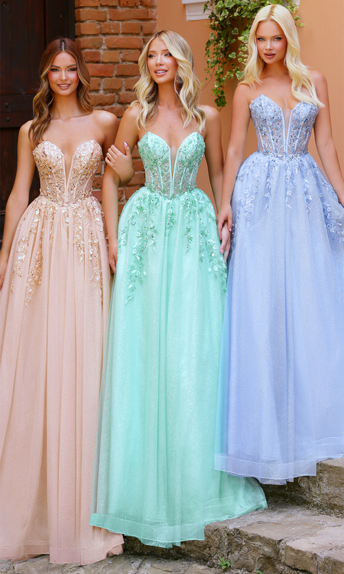 Clarisse 62102 Evening Strapless Beaded Glitter Tulle Dress