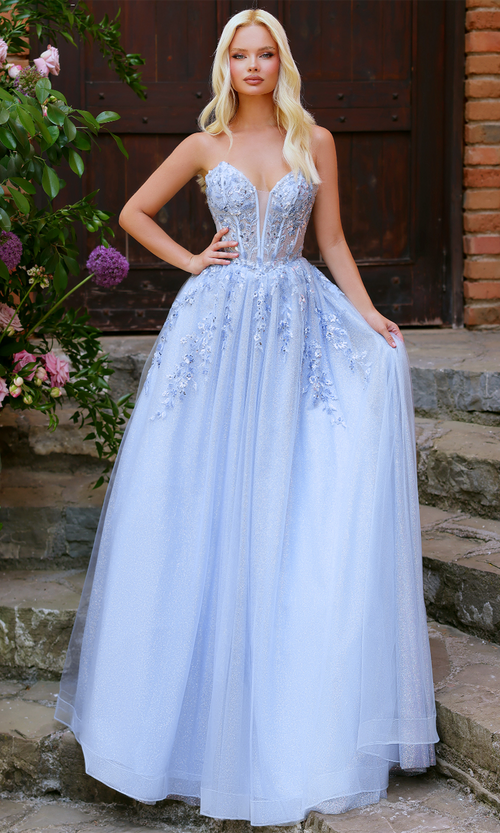 Clarisse 62102 Evening Strapless Beaded Glitter Tulle Dress
