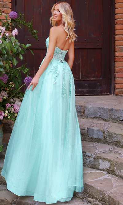 Clarisse 62102 Evening Strapless Beaded Glitter Tulle Dress