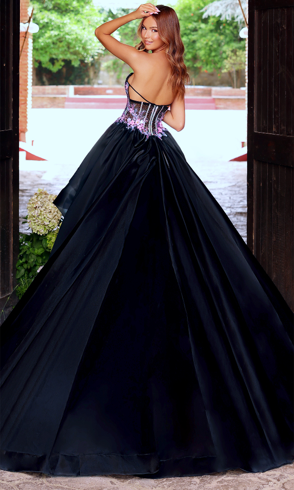 Clarisse 62110 Strapless Beaded Lace One-Of-A-Kind Satin Dress