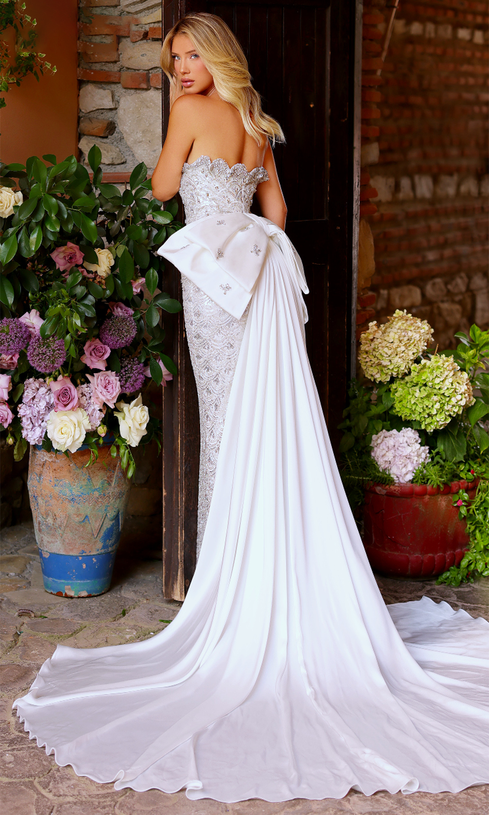 Clarisse 62167 Evening Sheath Strapless Beaded Blend Dress