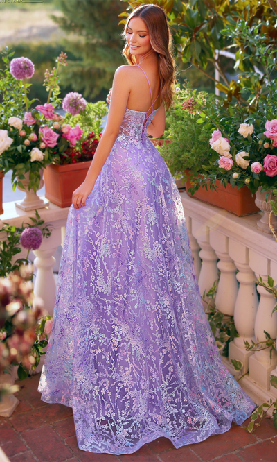 Clarisse 62172 Formal A-Line V-Neck Beaded Lace Floor-Length Lace Dress