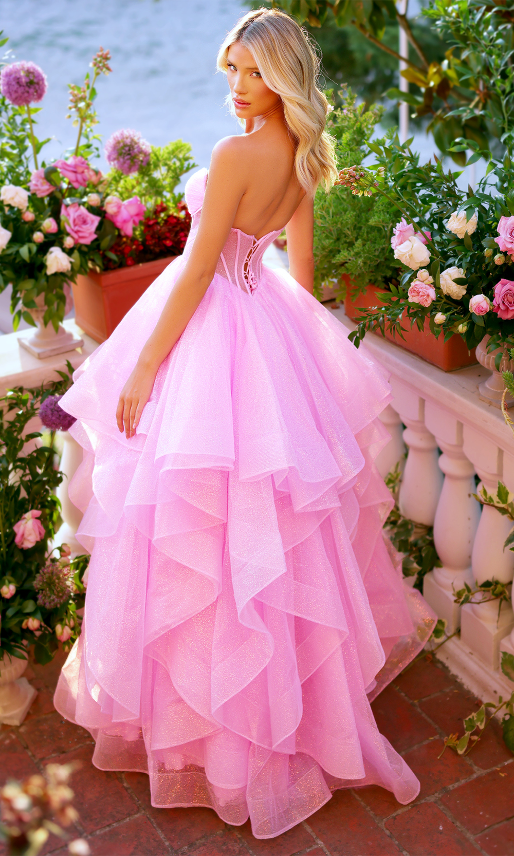 Clarisse 62263 Prom Strapless Lace Floor-Length Lace Dress