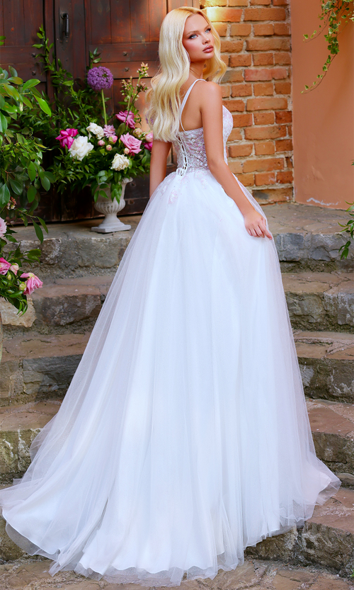 Clarisse 62314 Prom A-Line V-Neck Beaded One-Of-A-Kind Floor-Length Lace Dress