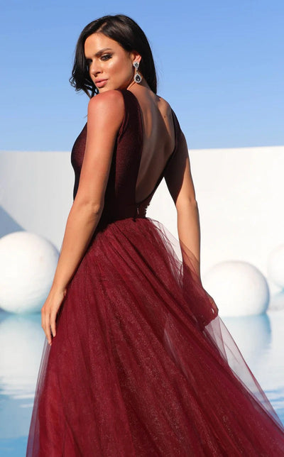 Jessica Angel JA627 Sleeveless A-Line V-Back Court Train Prom Tulle Dress