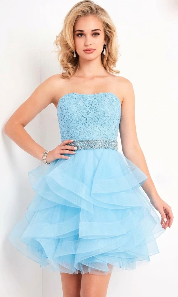 Jovani 3099 - Elegant Floral Lace Short Dress