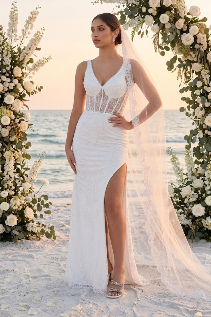 Sheath Wedding Dresses | Ivory Bridal Gown by MQ2102