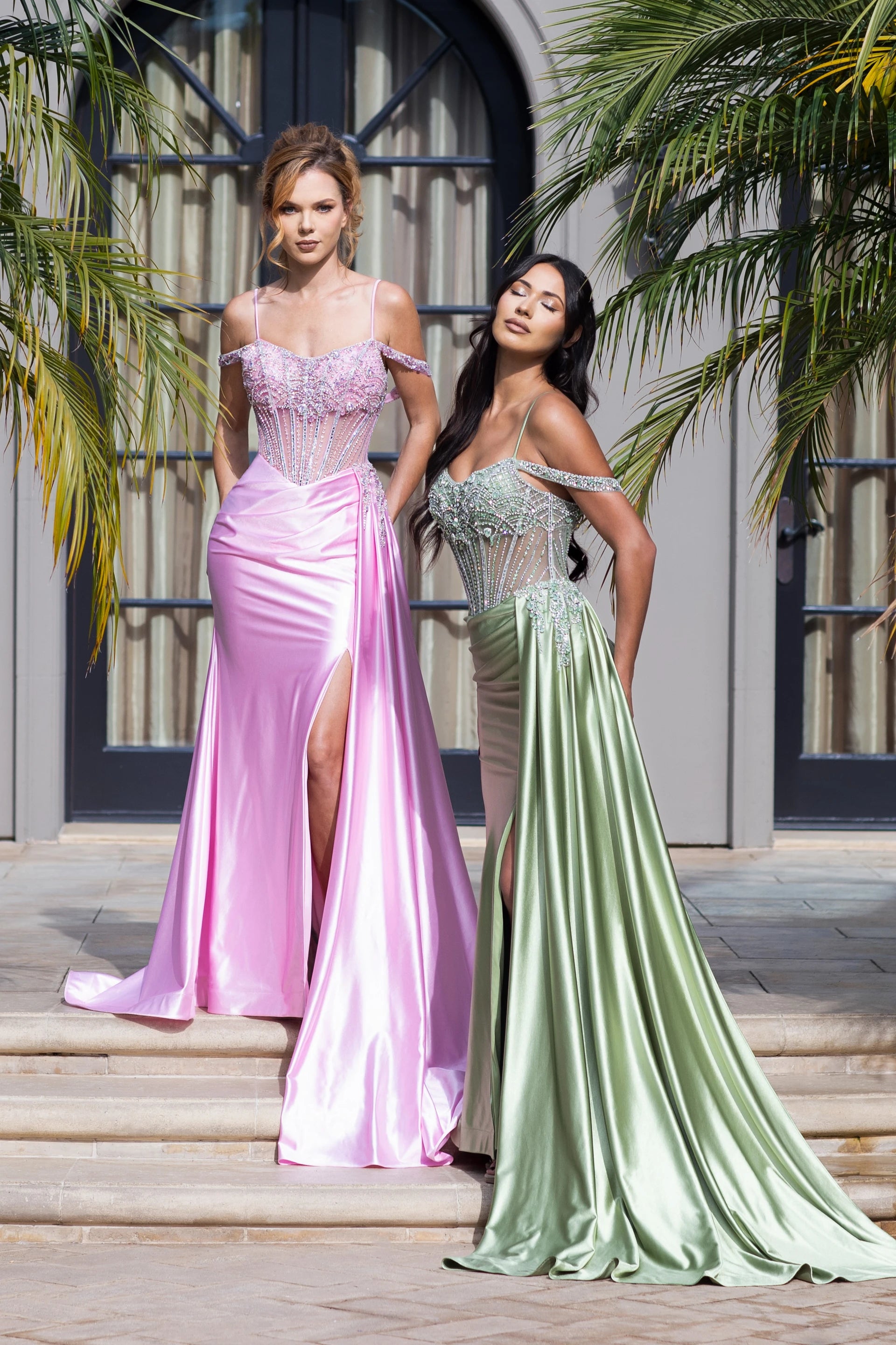 Off-Shoulder Beaded Corset Dress by Lenovia 8438