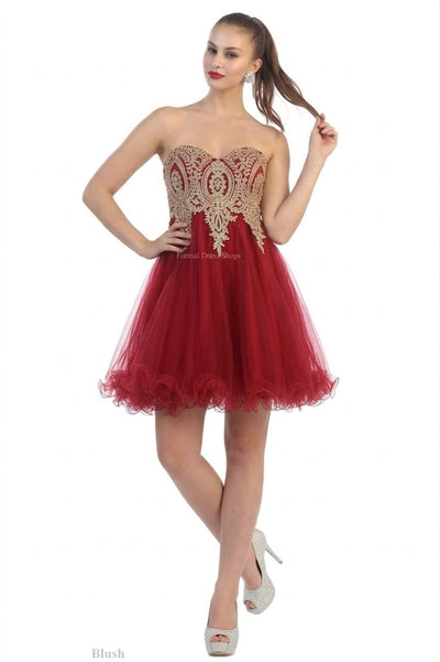 Strapless A Line Embroidered Cute Homecoming Dress MQ1414