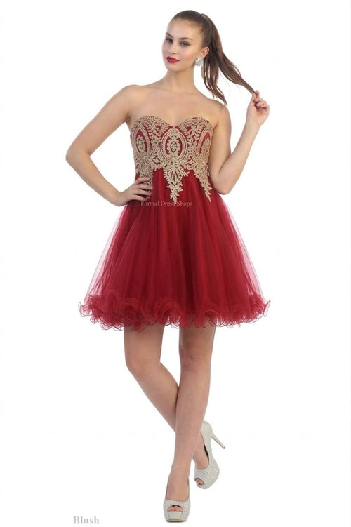 Strapless A Line Embroidered Cute Homecoming Dress MQ1414