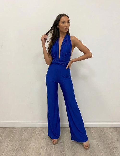 Elegant Wide-Leg Jumpsuit with Halter Neck and Backless Design by Jessica Angel 854