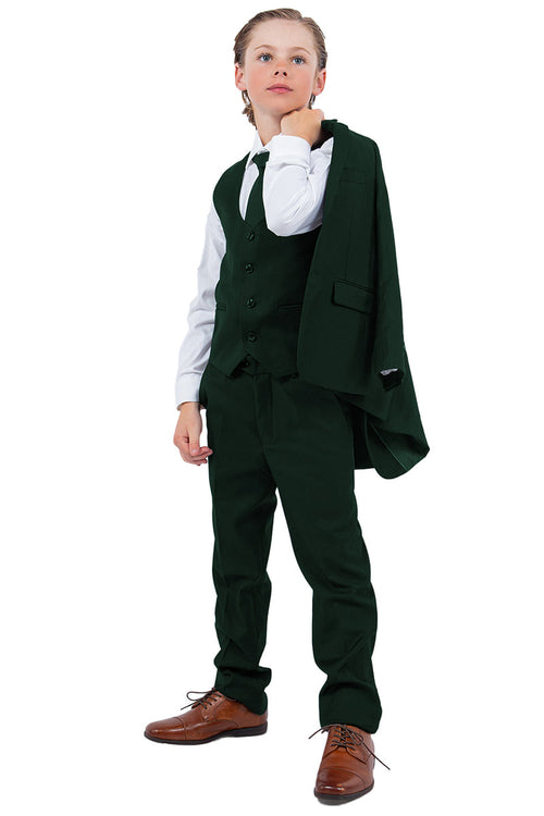 Boys Suit Perry Ellis Vested Boy's Wedding Suit in Hunter Green