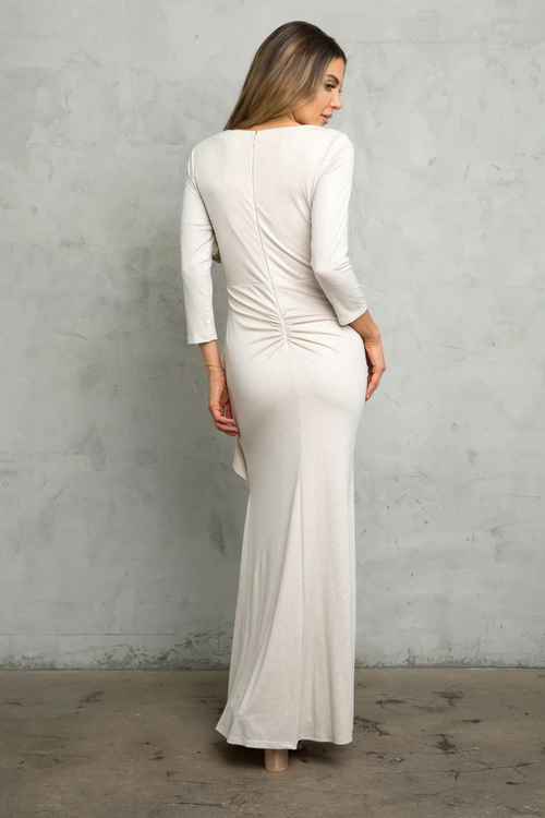 Black Funeral Dress for Women V-neck 3/4 Sleeve Ankle Length Gown