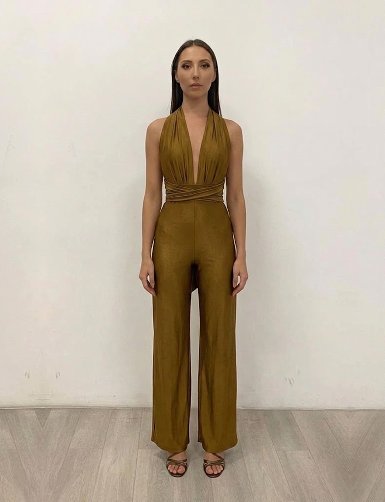 Elegant Wide-Leg Jumpsuit with Halter Neck and Backless Design by Jessica Angel 854