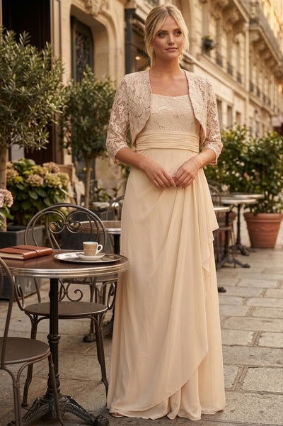 Eva USA 3094 Long Mother Of The Bride Lace Chiffon Jacket Dress