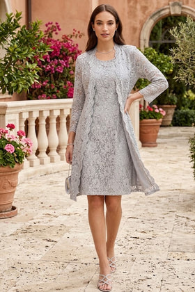 Eva USA 3365 Short Mother of the Bride Lace Jacket Dress