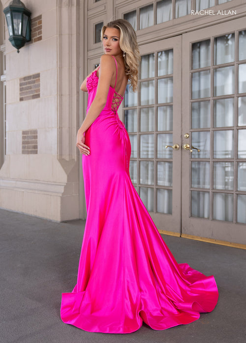 Rachel Allan 70702 3D Floral Sleeveless Slit Gown