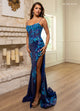 Rachel Allan 70708 Sequin Applique Sleeveless Slit Gown