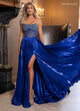 Rachel Allan 70709 Metallic Strapless A-line Slit Gown