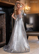 Rachel Allan 70709 Metallic Strapless A-line Slit Gown