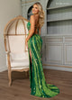 Rachel Allan 70710 Beaded Fitted V-Neck Slit Gown