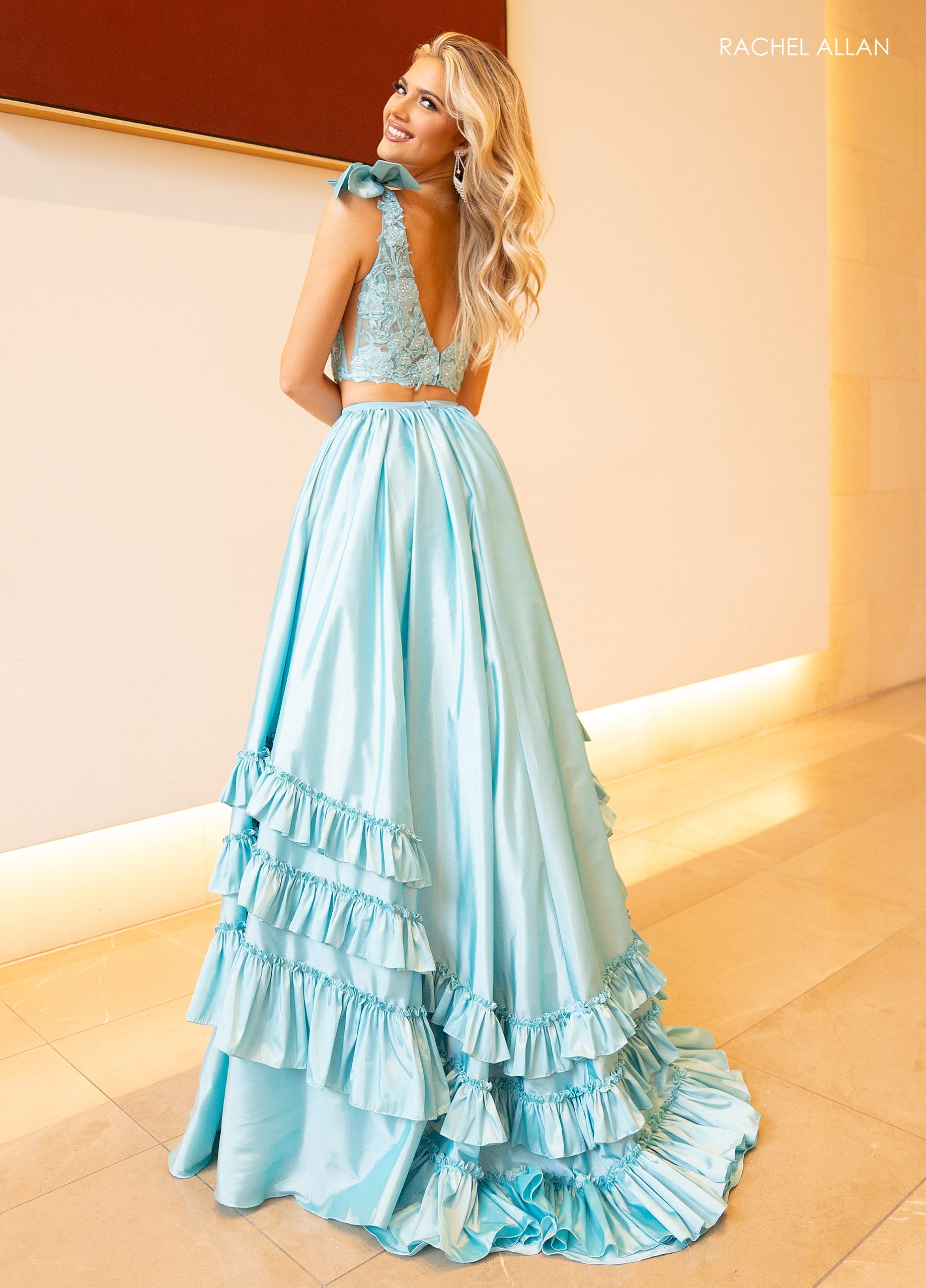 Rachel Allan 70718 Taffeta Sleeveless 2-Piece Gown