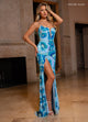 Rachel Allan 70719 Floral Print Sleeveless Slit Gown