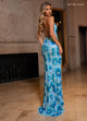 Rachel Allan 70719 Floral Print Sleeveless Slit Gown