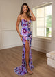 Rachel Allan 70719 Floral Print Sleeveless Slit Gown