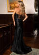 Rachel Allan 70720 Satin Fitted Strapless Slit Gown