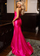 Rachel Allan 70720 Satin Fitted Strapless Slit Gown