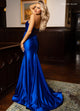 Rachel Allan 70720 Satin Fitted Strapless Slit Gown