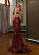 Rachel Allan 70721 Sequin Print V-Neck Slit Gown