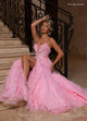 Rachel Allan 70724 3D Floral Strapless A-line Slit Gown
