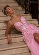 Rachel Allan 70724 3D Floral Strapless A-line Slit Gown