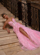 Rachel Allan 70724 3D Floral Strapless A-line Slit Gown